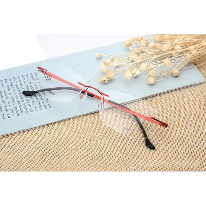 Unisex Rectangular Rimless Alloy Prescription Glasses Rw004 — view 1 | Rx Spectacle