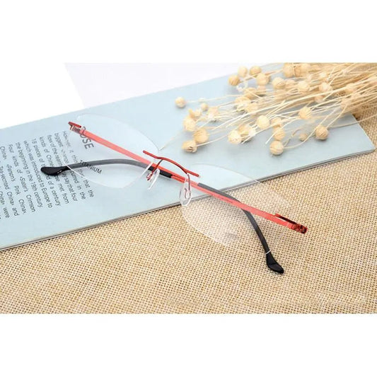 Unisex Rectangular Rimless Alloy Prescription Glasses Rw004 — view 1 | Rx Spectacle