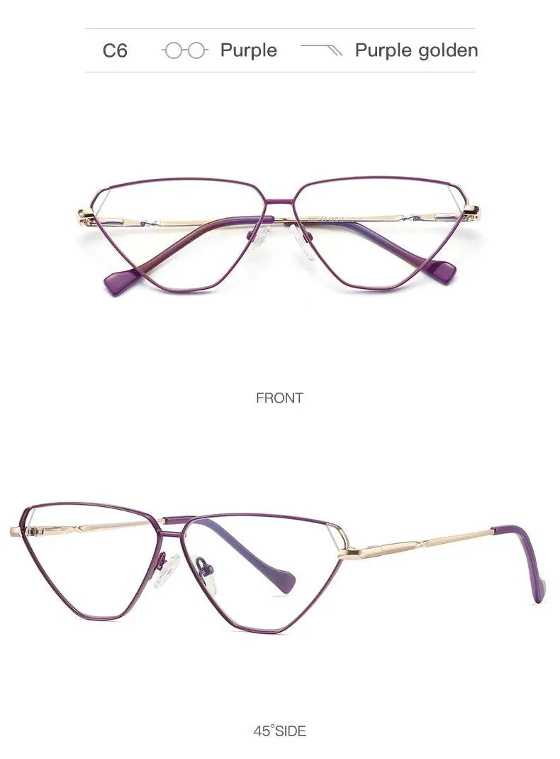 Women's Cat Eye Full Rim Alloy Prescription Glasses 3023 — view 20 | Rx Spectacle