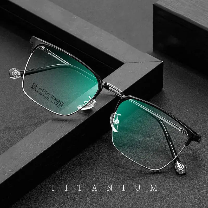Unisex Square Full Rim Titanium Prescription Glasses 8628 — view 2 | Rx Spectacle