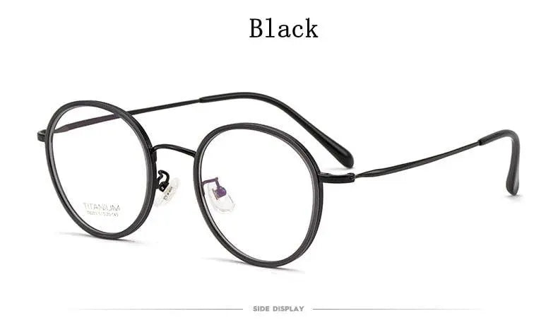 Unisex Round Full Rim Titanium Prescription Glasses T6053 — view 17 | Rx Spectacle