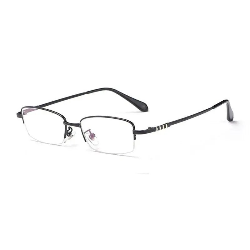 Men's Rectangular Semi-Rimless Titanium Prescription Glasses 9071 — view 9 | Rx Spectacle