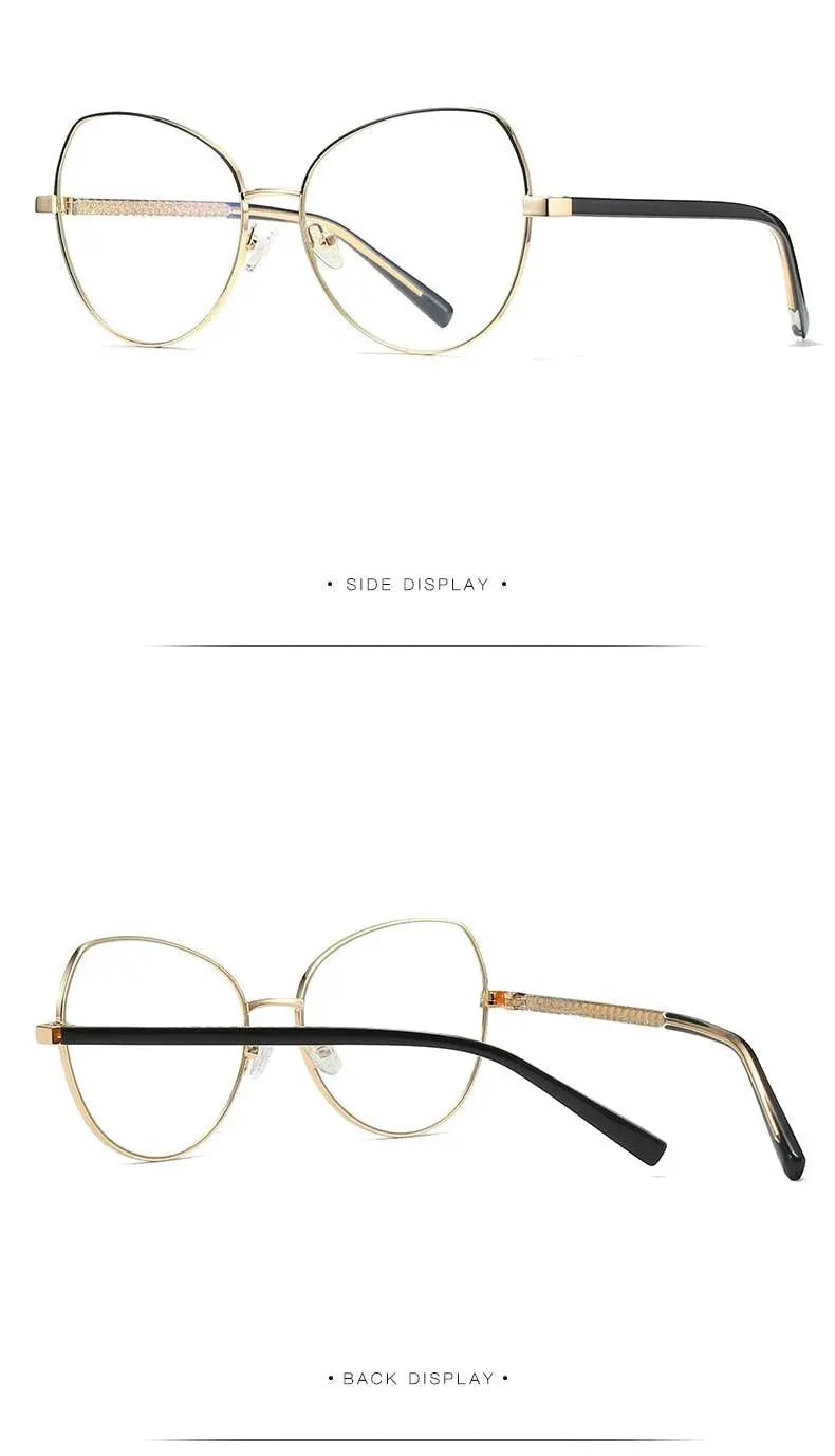 Women's Cat Eye Full Rim Alloy Prescription Glasses 3001 — view 20 | Rx Spectacle