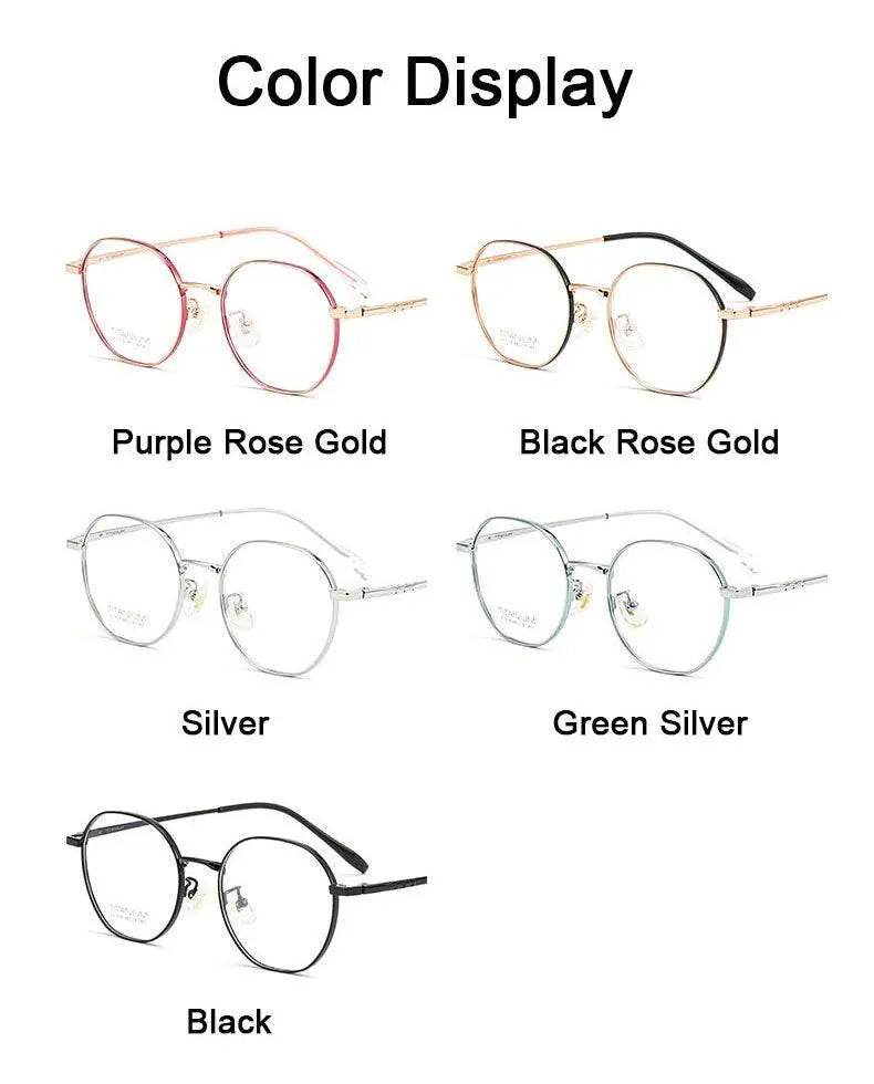 Women's Round Full Rim Titanium Prescription Glasses S1918 — view 13 | Rx Spectacle