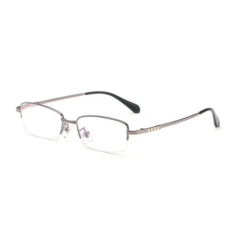 Men's Rectangular Semi-Rimless Titanium Prescription Glasses 9071 — view 5 | Rx Spectacle