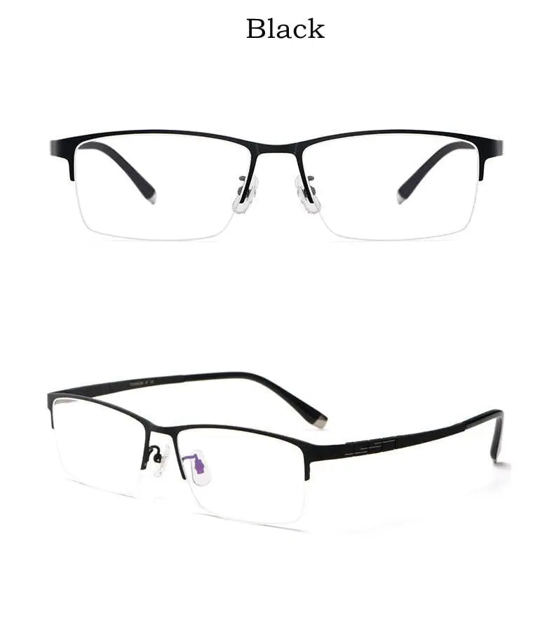 Men's Rectangular Semi-Rimless Titanium Prescription Glasses HT0186 — view 10 | Rx Spectacle