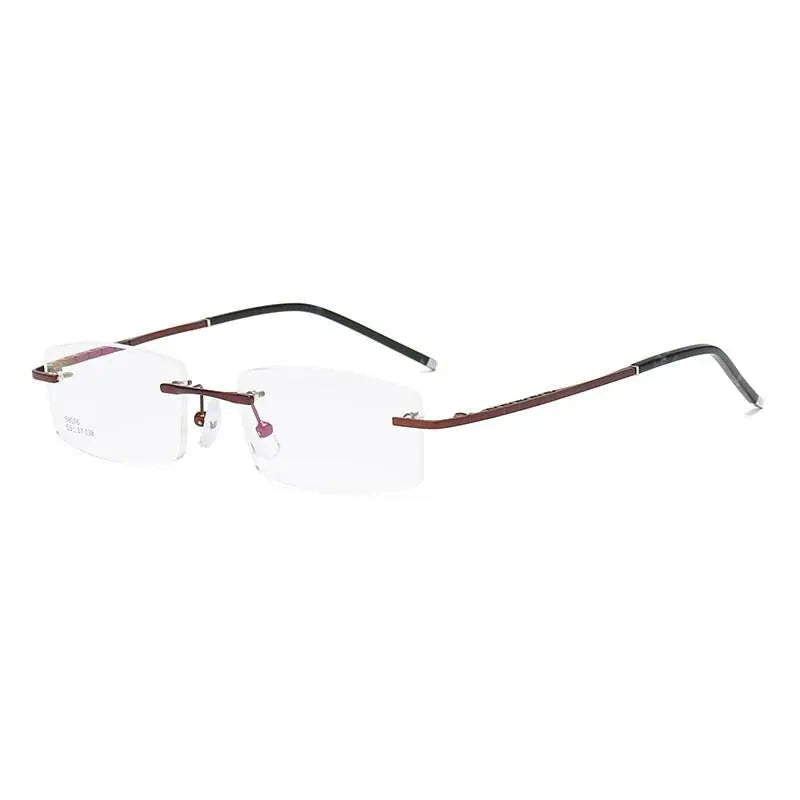 Unisex Square Rimless Titanium Prescription Glasses 58076 — view 9 | Rx Spectacle