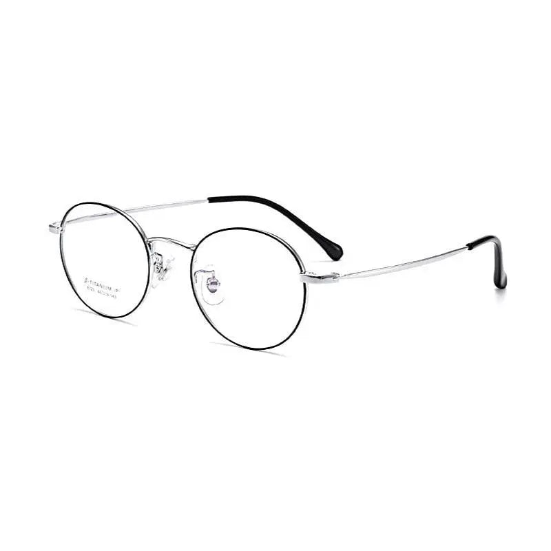 Unisex Round Full Rim Titanium Prescription Glasses 8123 — view 9 | Rx Spectacle