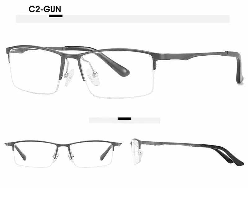 Unisex Rectangular Semi-Rimless Alloy Prescription Glasses 6263 — view 14 | Rx Spectacle