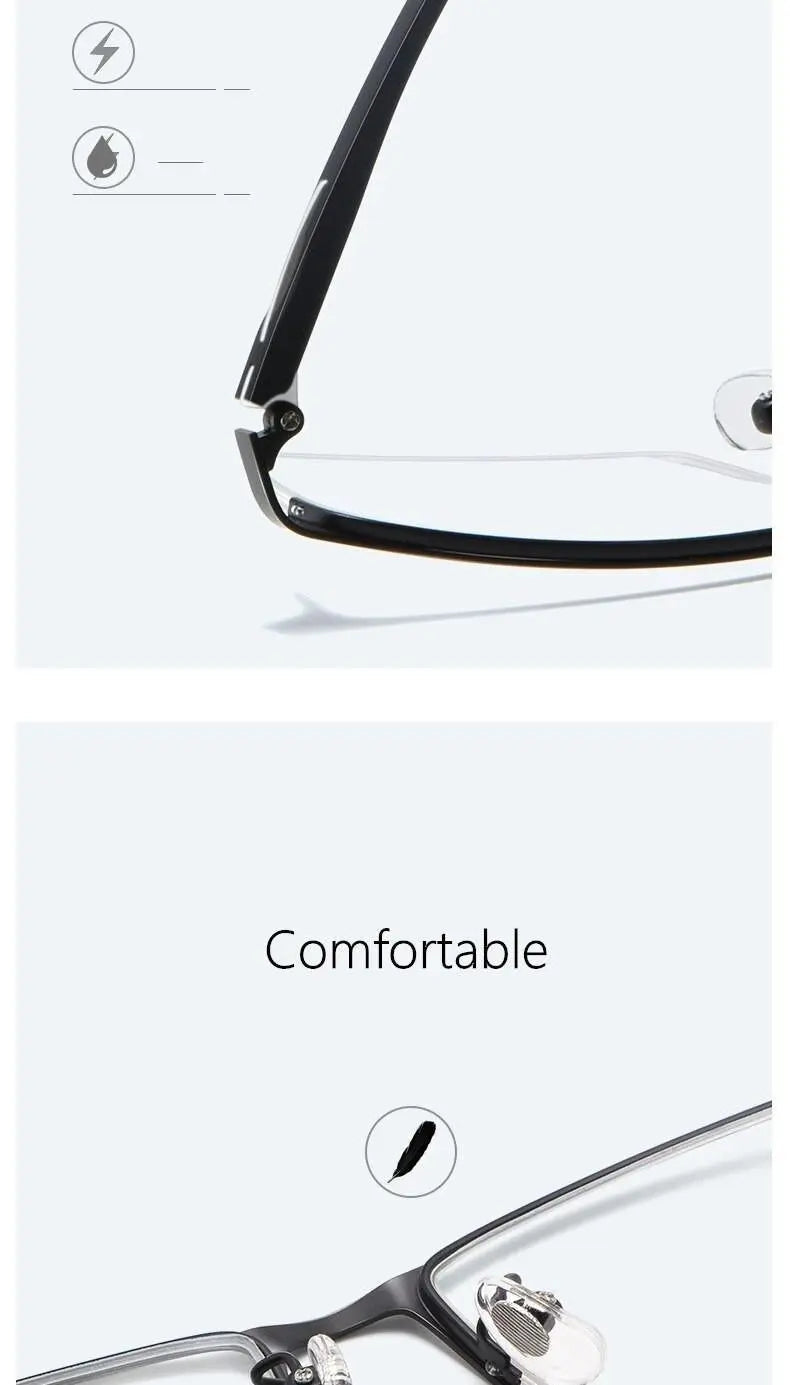 Unisex Semi-Rimless Titanium Prescription Glasses P9916 — view 11 | Rx Spectacle