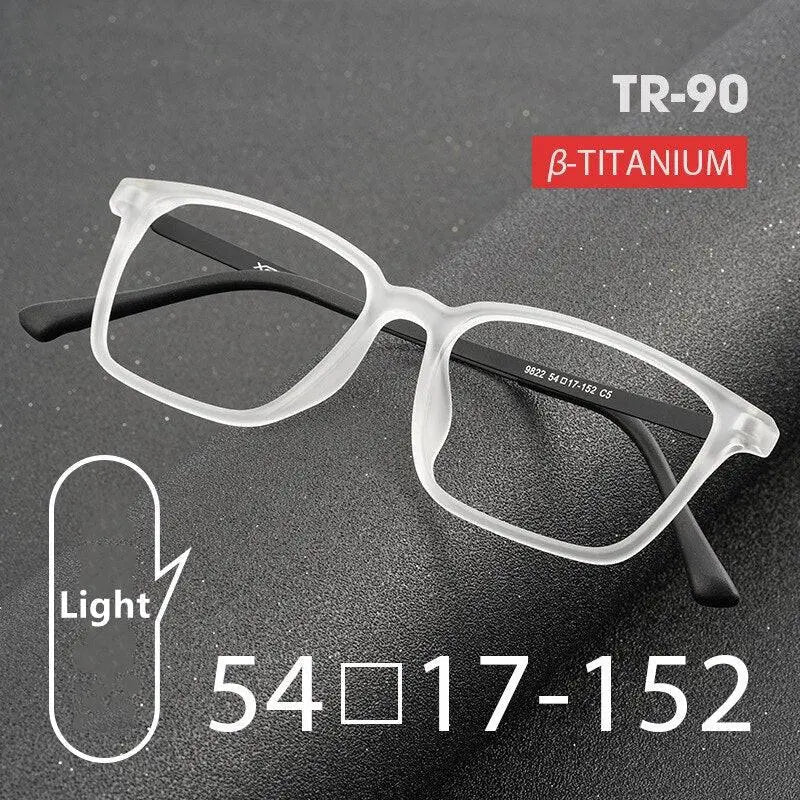 Men's Square Full Rim Titanium Prescription Glasses 9822 — view 4 | Rx Spectacle