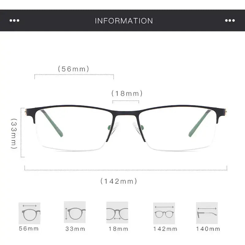 Men's Square Semi-Rimless Alloy Prescription Glasses 98417 — view 2 | Rx Spectacle