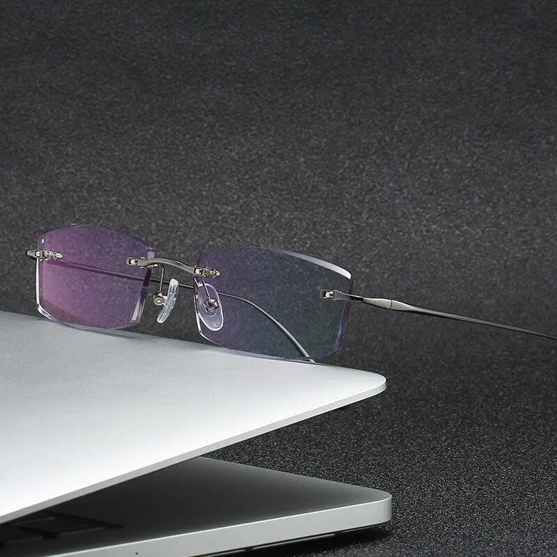 Unisex Square Rimless Titanium Prescription Glasses 2230 — view 1 | Rx Spectacle