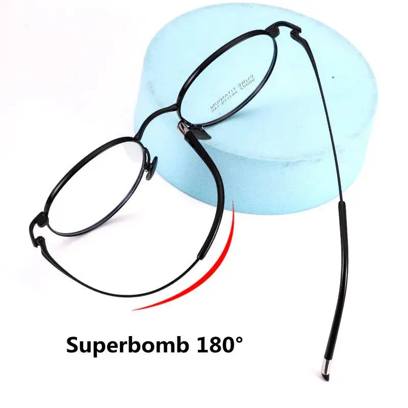 Unisex Round Full Rim Titanium Prescription Glasses 98022 — view 4 | Rx Spectacle