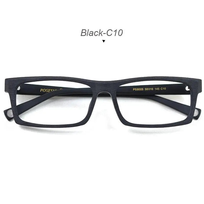 Men's Rectangular Full Rim Wood Prescription Glasses Ps8005 — view 3 | Rx Spectacle