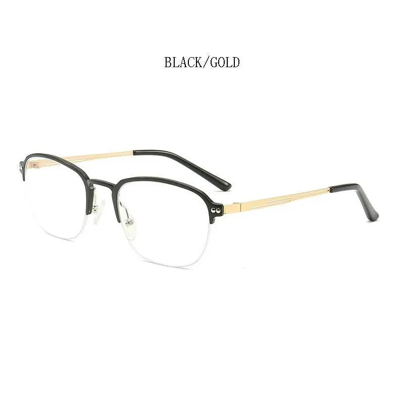 Unisex Square Semi-Rimless Titanium Prescription Glasses 6097 — view 6 | Rx Spectacle