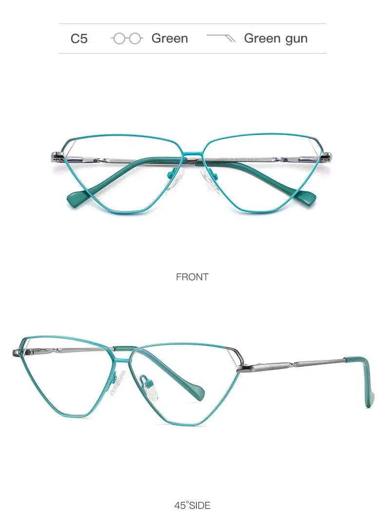 Women's Cat Eye Full Rim Alloy Prescription Glasses 3023 — view 19 | Rx Spectacle