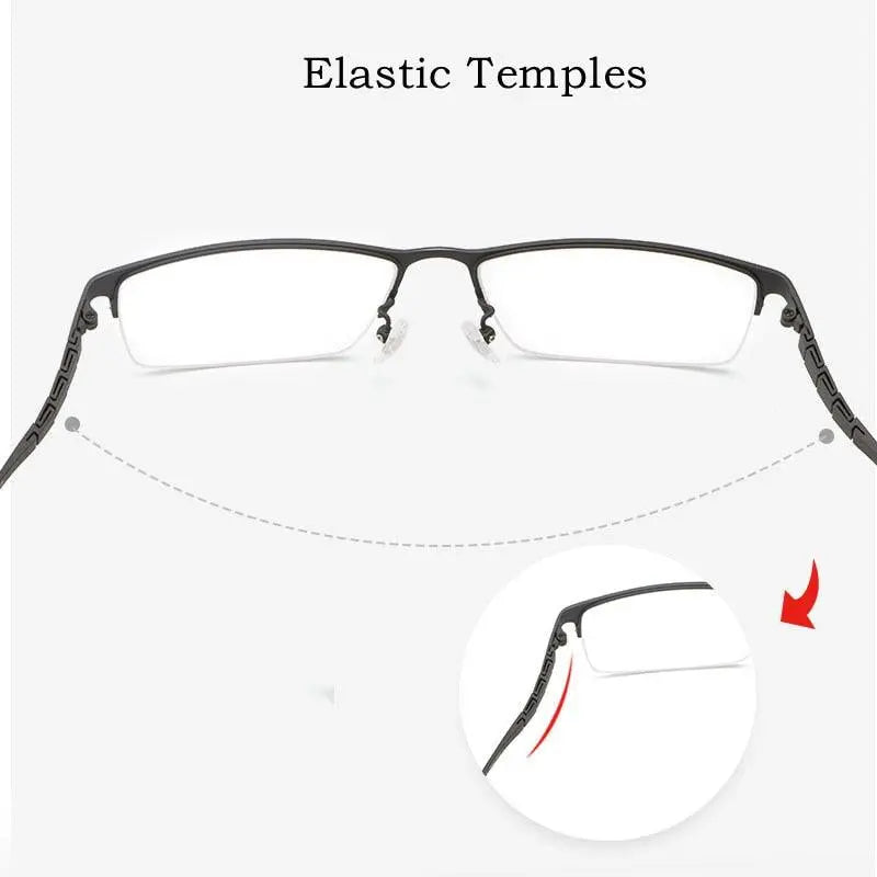 Men's Rectangular Semi-Rimless Titanium Prescription Glasses HT0186 — view 8 | Rx Spectacle