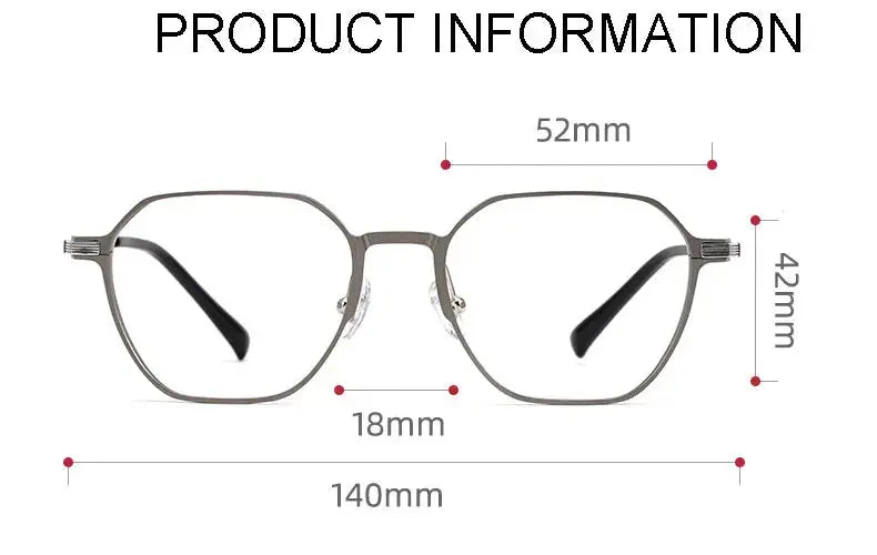 Unisex Polygon Full Rim Alloy Flat Top Prescription Glasses 965052 — view 2 | Rx Spectacle