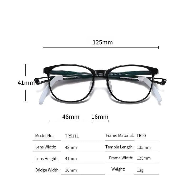 Unisex Square Full Rim TR90 Prescription Glasses 5111 — view 3 | Rx Spectacle