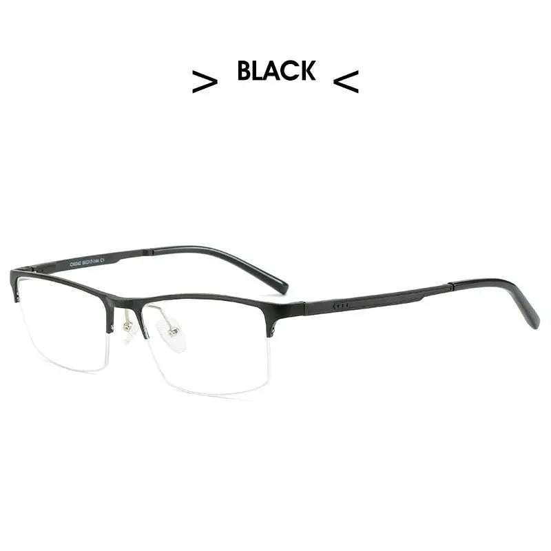 Men's Square Semi-Rimless Titanium Prescription Glasses P6342 — view 2 | Rx Spectacle