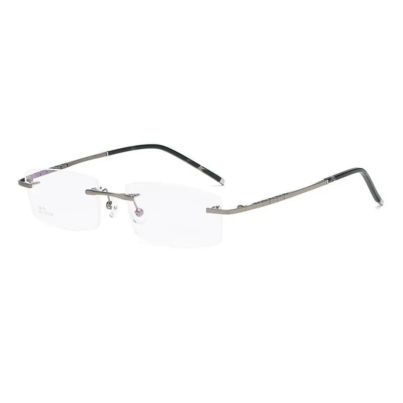 Unisex Square Rimless Titanium Prescription Glasses 58076 — view 10 | Rx Spectacle