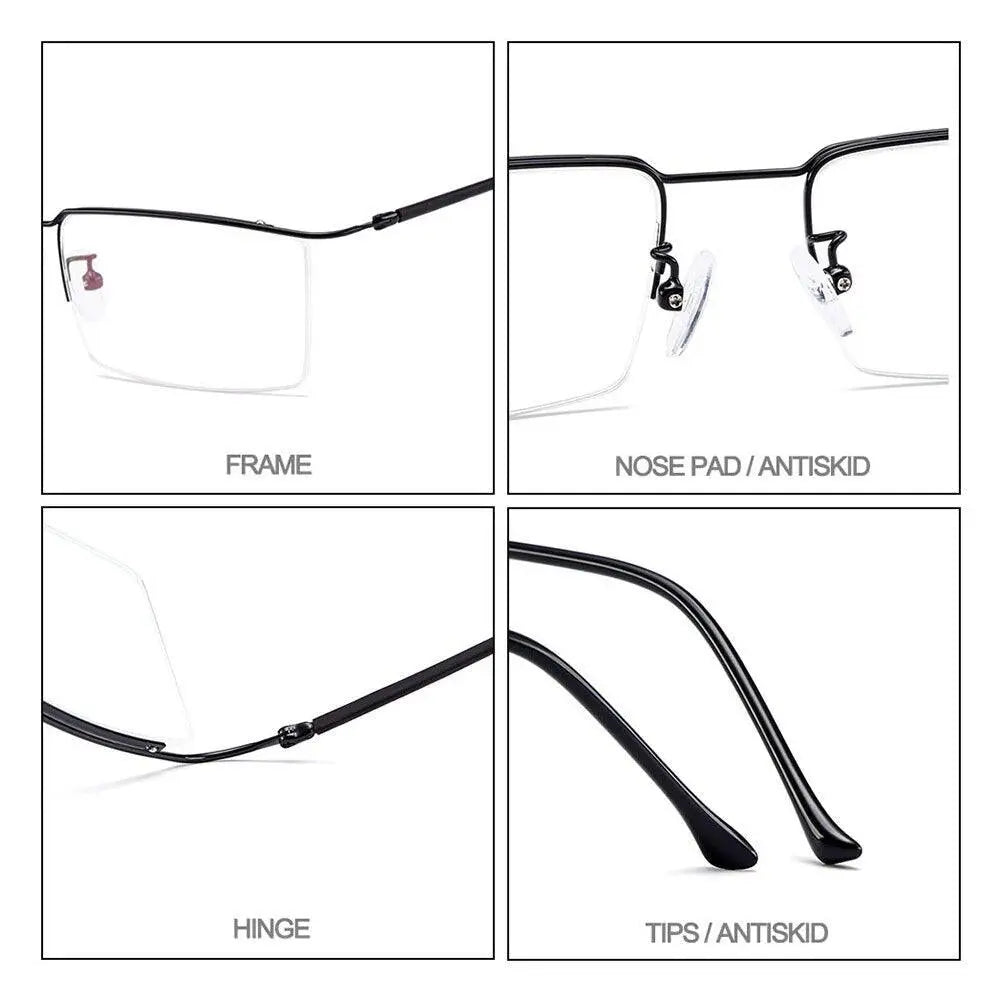Men's Square Semi-Rimless Titanium Prescription Glasses Y2533 — view 4 | Rx Spectacle