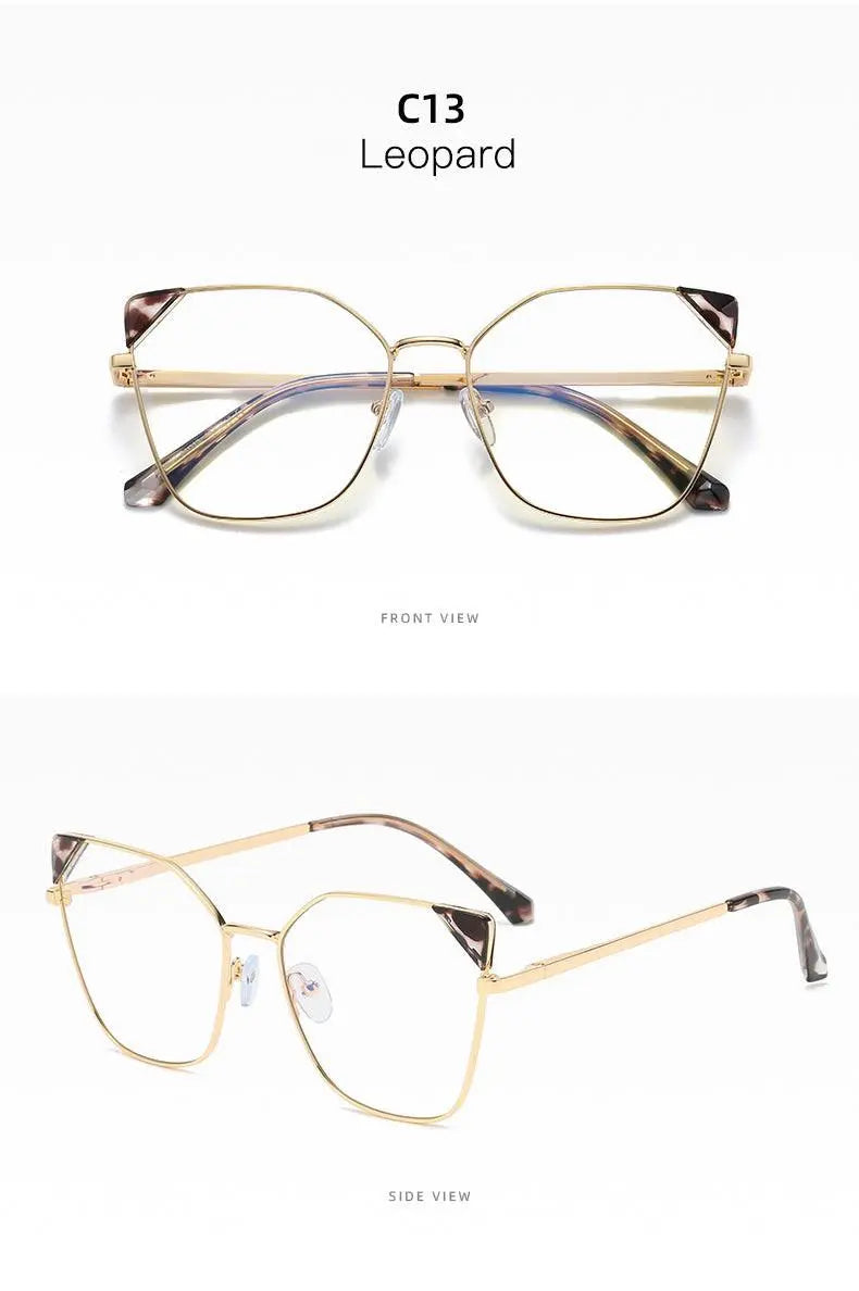 Women's Cat Eye Full Rim Alloy Prescription Glasses 95807 — view 15 | Rx Spectacle