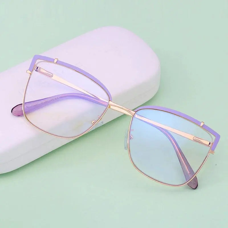 Women's Cat Eye Full Rim Alloy Prescription Glasses 95731 — view 11 | Rx Spectacle