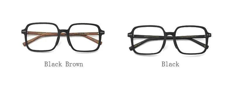 Unisex Square Full Rim Wood Oversized Prescription Glasses 9105 — view 9 | Rx Spectacle