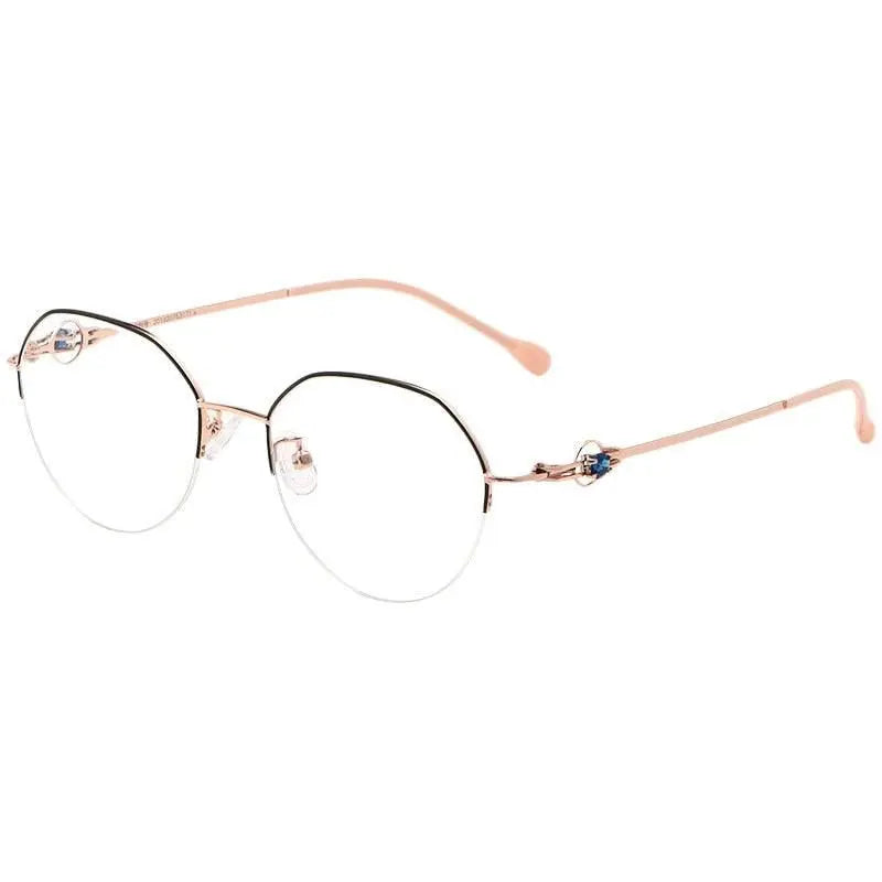 Unisex Semi-Rimless Alloy Prescription Glasses 8001Z — view 10 | Rx Spectacle