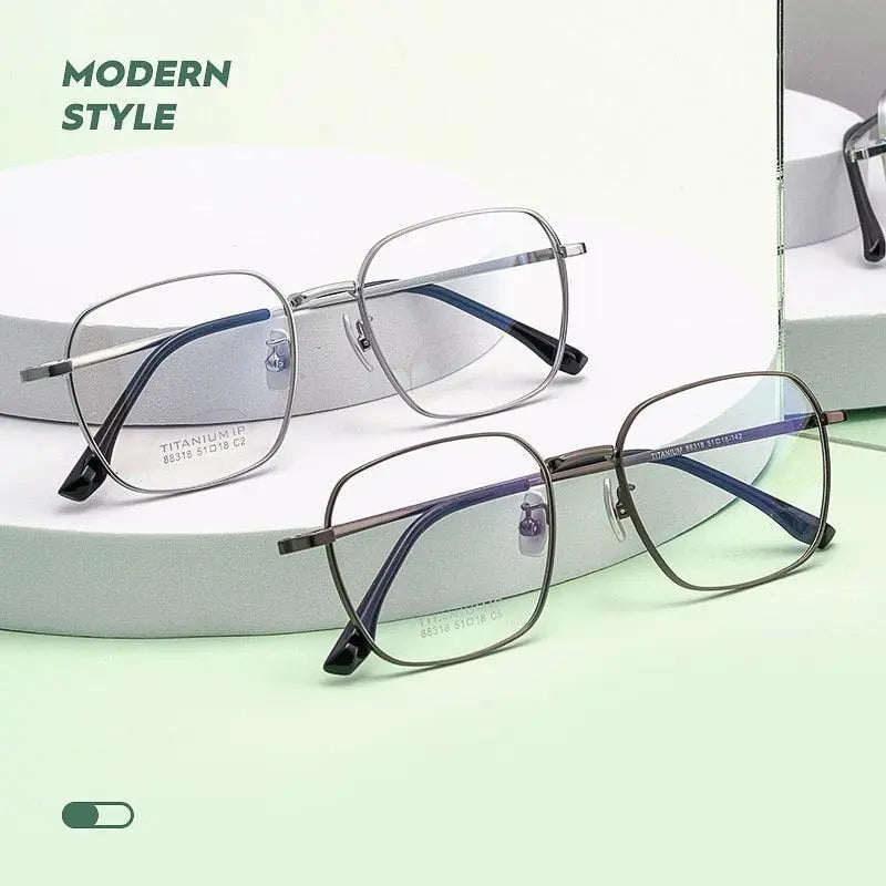 Unisex Square Full Rim Titanium Prescription Glasses 88318K — view 9 | Rx Spectacle