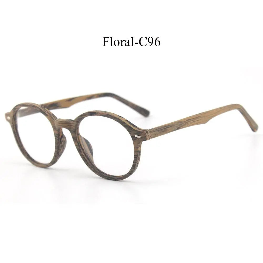 Unisex Round Full Rim Wood Prescription Glasses 4237 — view 3 | Rx Spectacle
