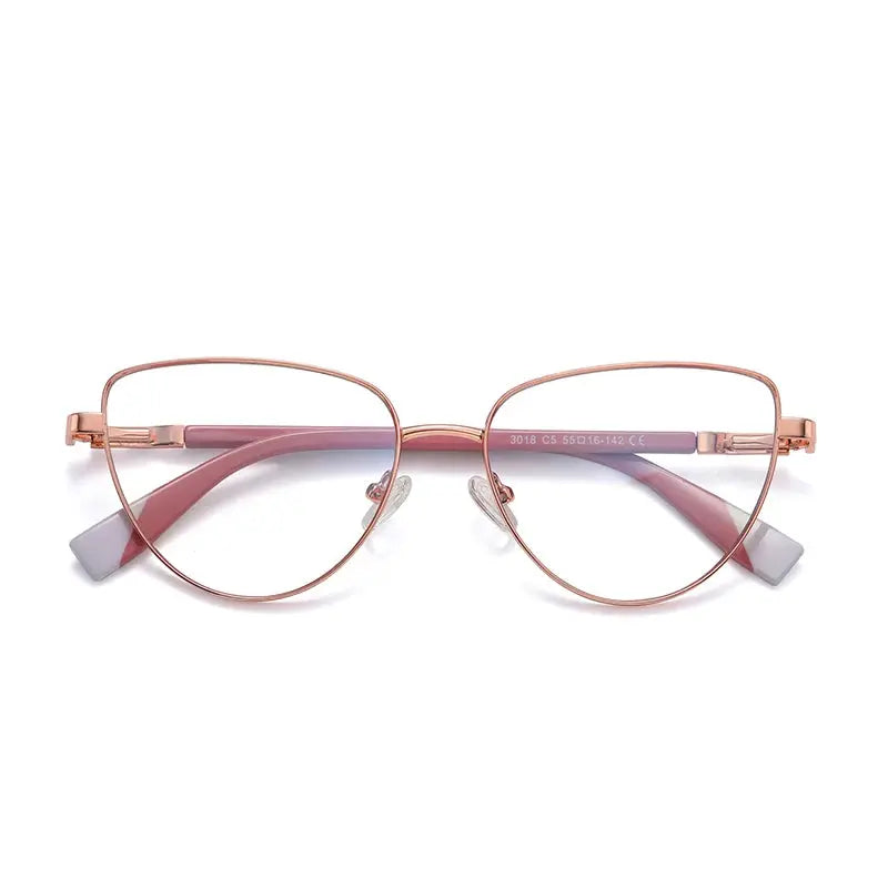 Women's Cat Eye Full Rim Alloy Prescription Glasses 89301 — view 5 | Rx Spectacle