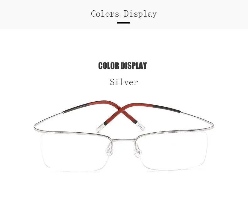 Unisex Rectangular Semi-Rimless Titanium Prescription Glasses 9256 — view 12 | Rx Spectacle