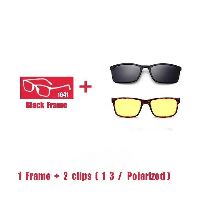 Unisex Square Full Rim Titanium Clip-On Prescription Glasses 1641 — view 4 | Rx Spectacle
