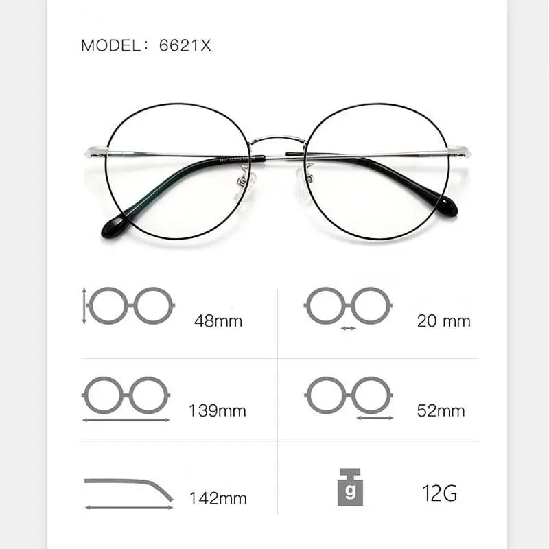 Unisex Round Full Rim Titanium Prescription Glasses 6621X — view 10 | Rx Spectacle