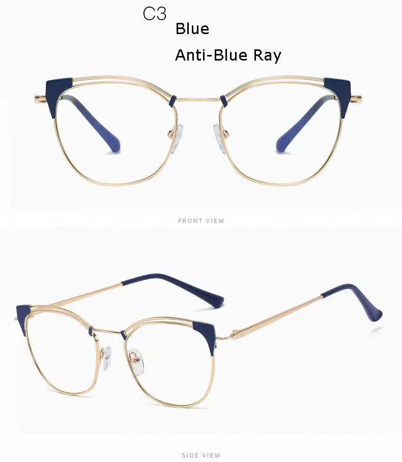 Unisex Cat Eye Full Rim Alloy Prescription Glasses L95537 — view 21 | Rx Spectacle
