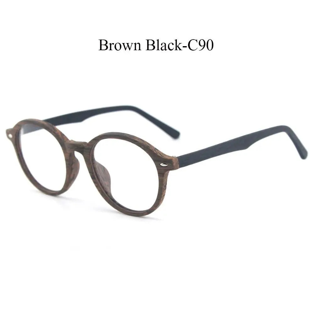 Unisex Round Full Rim Wood Prescription Glasses 4237 — view 11 | Rx Spectacle