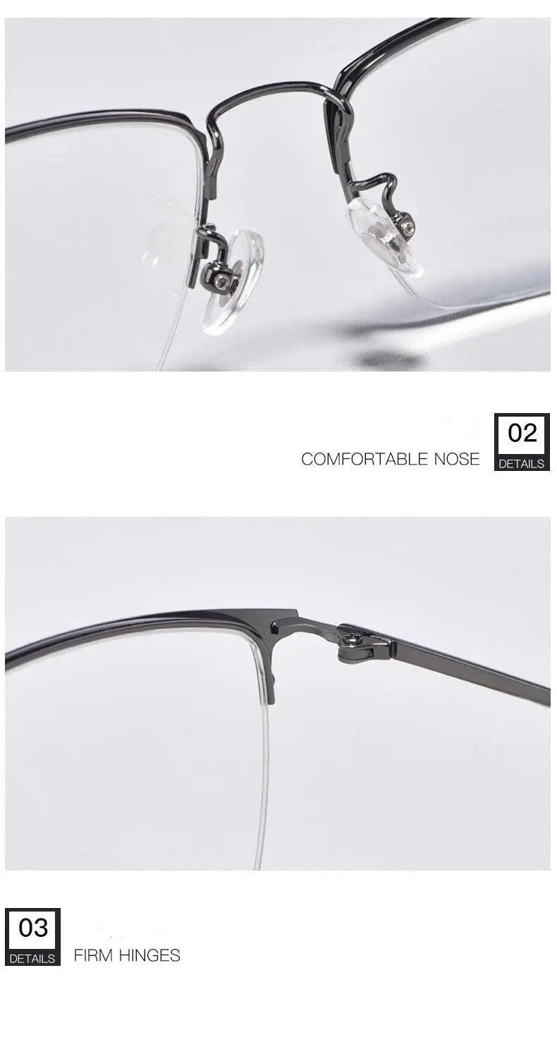 Unisex Semi-Rimless Titanium Prescription Glasses 8017JX — view 18 | Rx Spectacle