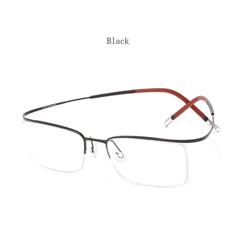 Unisex Rectangular Semi-Rimless Titanium Prescription Glasses 9256 — view 8 | Rx Spectacle