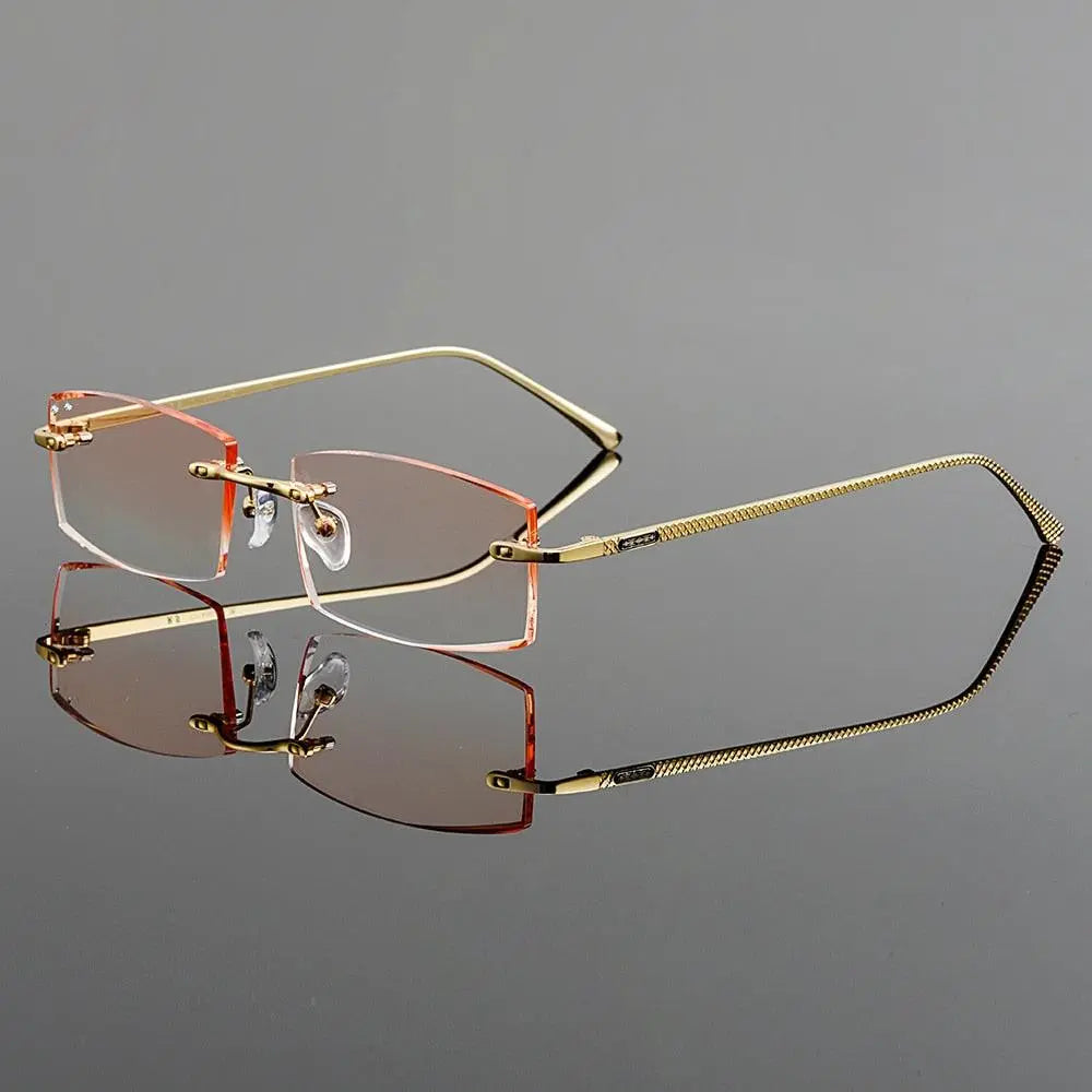 Men's Rectangular Rimless Titanium Prescription Glasses Q6607 — view 7 | Rx Spectacle
