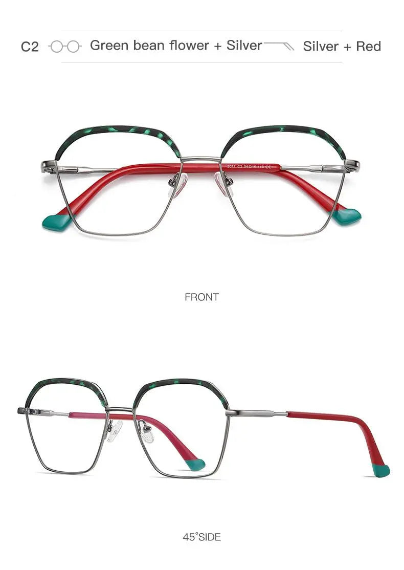 Women's Square Full Rim Alloy Prescription Glasses 3017 — view 15 | Rx Spectacle