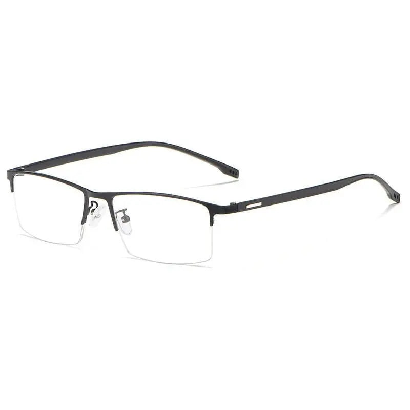 Men's Rectangular Semi-Rimless Alloy Prescription Glasses 9102 — view 9 | Rx Spectacle