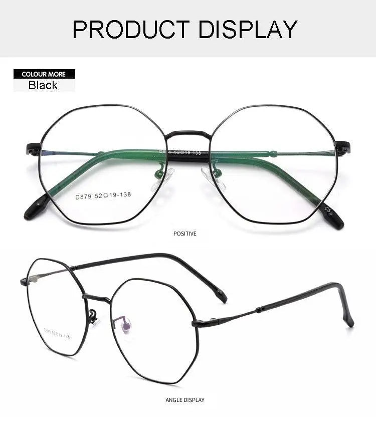 Unisex Polygon Full Rim Alloy Prescription Glasses D879 — view 13 | Rx Spectacle