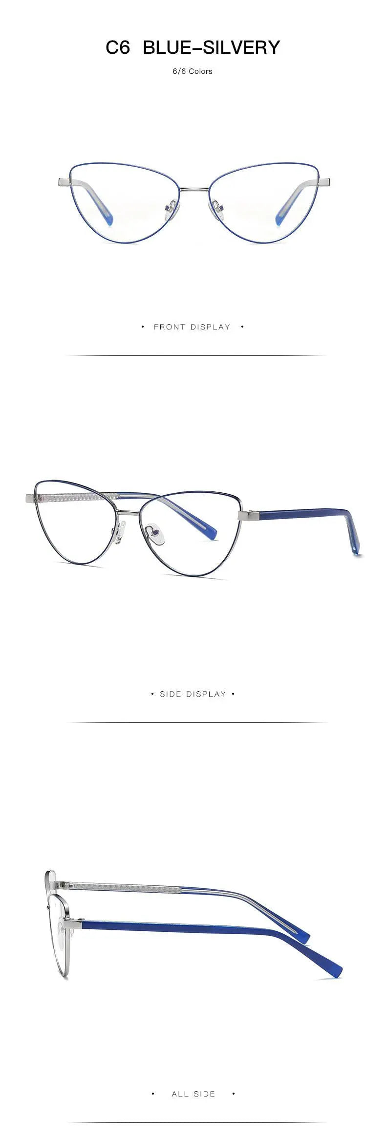 Women's Cat Eye Full Rim Alloy Prescription Glasses 3006 — view 18 | Rx Spectacle