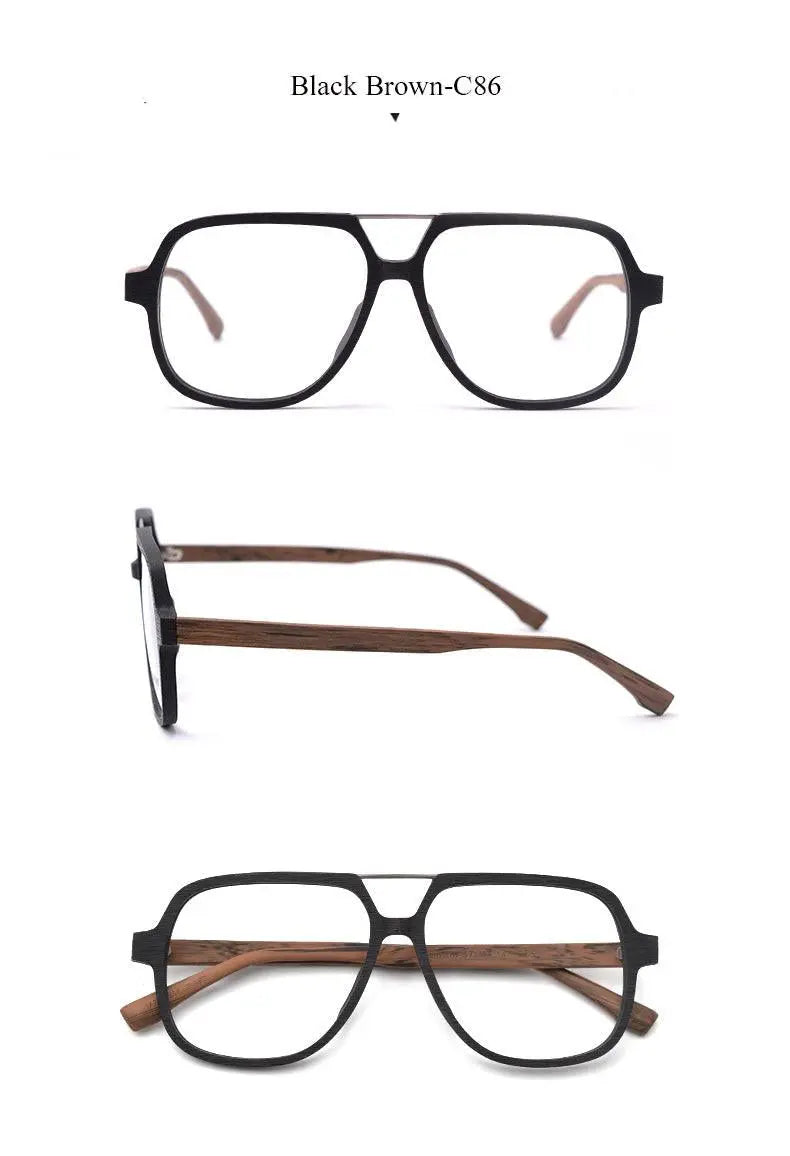 Unisex Square Full Rim Wood Oversized Prescription Glasses Ps8210 — view 17 | Rx Spectacle
