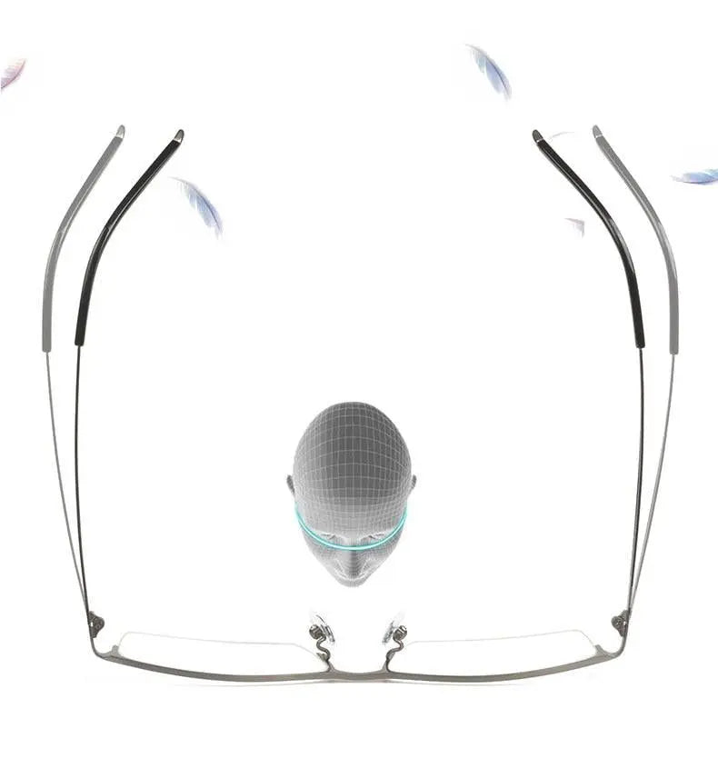 Men's Square Semi-Rimless Titanium Prescription Glasses Ej8606 — view 9 | Rx Spectacle