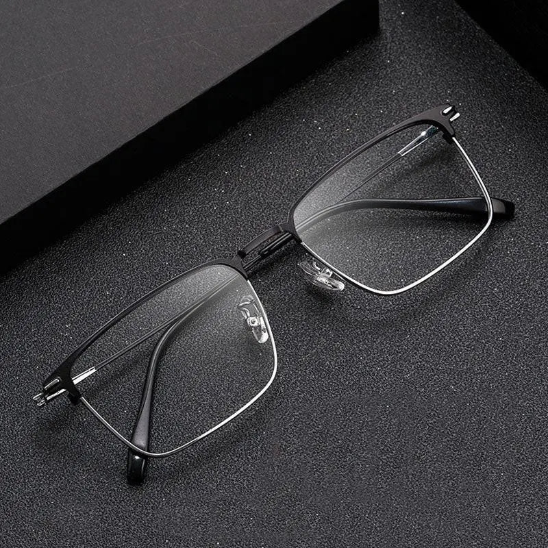 Men's Square Full Rim Alloy Prescription Glasses 0606 — view 2 | Rx Spectacle