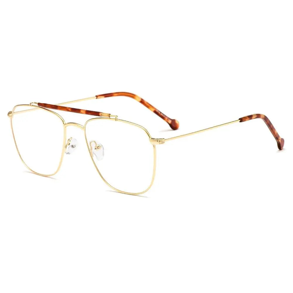 Men's Square Full Rim Alloy Double Bridge Prescription Glasses M1876 — view 7 | Rx Spectacle